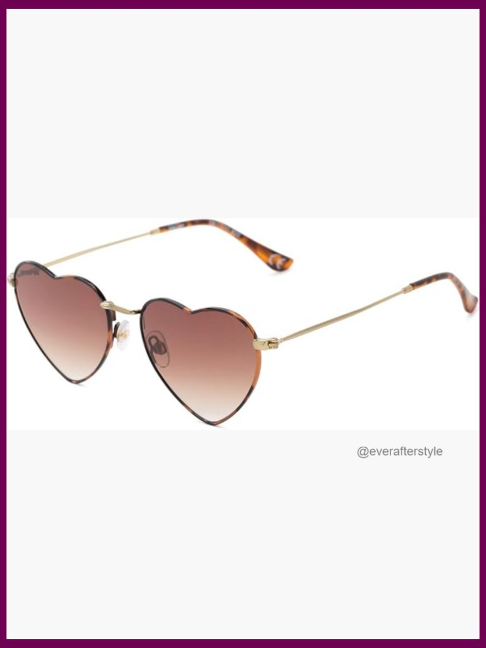 Metal Heart Sunglasses with Gradient Brown Lenses Non-Polarized UV Protection